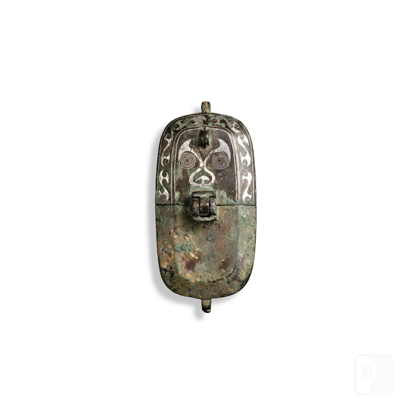 An archaic silver-inlaid bronze lamp and cover, Eastern Zhou dynasty, Warring States period | 東周戰國 銅錯銀翻蓋燈 - 图3